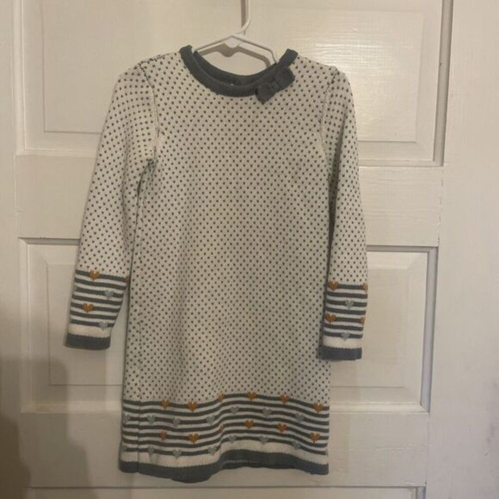 Sweater‎ Dress Girls 4T Max Studio Muted Blue Mustard Yellow And White